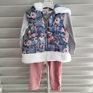 Little Lass Toddler Girl Winter Vest Outfit 24 months